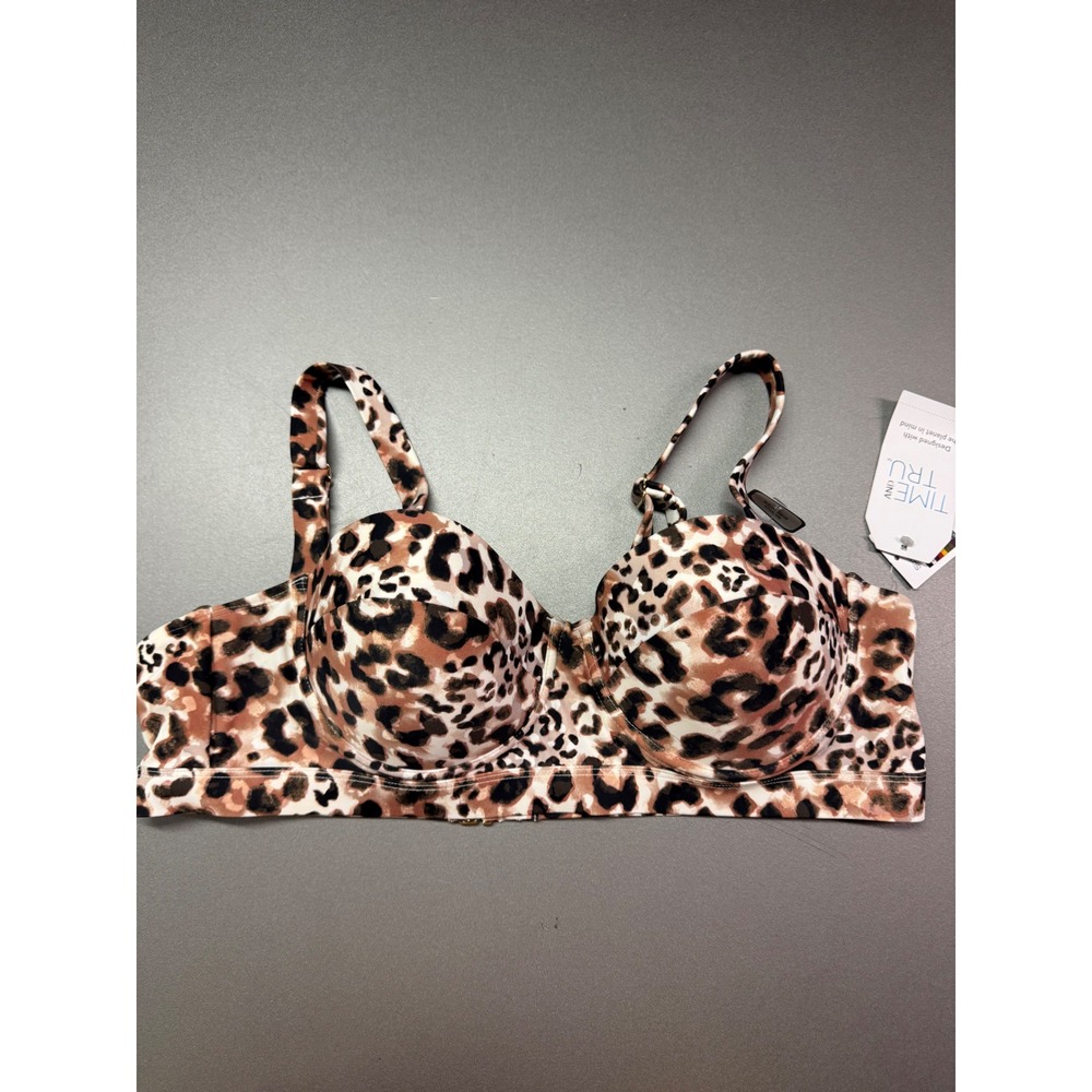 Time and Tru Watercolor Cheetah Underwire Swim Top XL 16-18 Leopard Print NWT